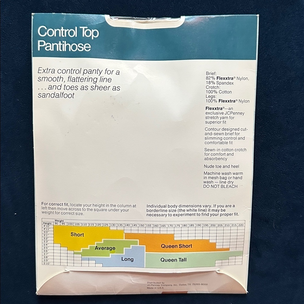 Vintage JCPenney Control Top Super Shaper Pantyhose In Bone - Picture 2 of 3